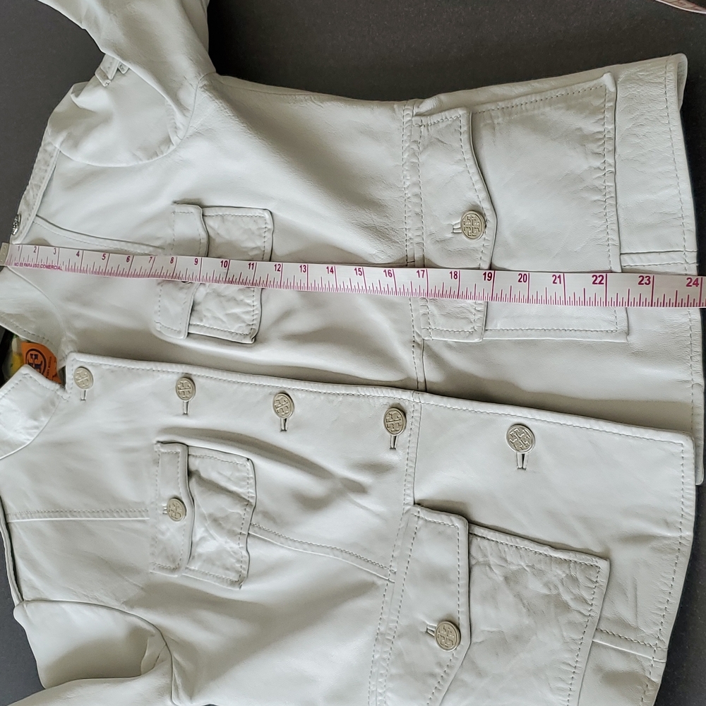 Tory Burch Winter White Sergeant Pepper Military Style Leather Jacket - Picture 16 of 16